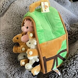 Unipak Barnyard Animals Green Brown Plush Toy